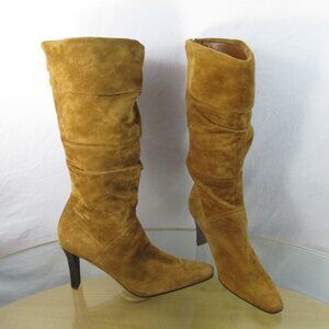 White Mountain Slouchy Boots 90's Stiletto  Tan Brown Suede  Women's  Size 8 M